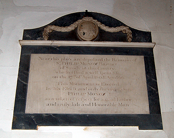 Monument to Sir Philip Monoux in the chancel June 2012
